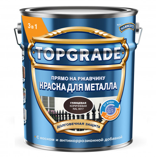 Краска для металла Topgrade гладкая глянцевая коричневая RAL 8017 5 л
